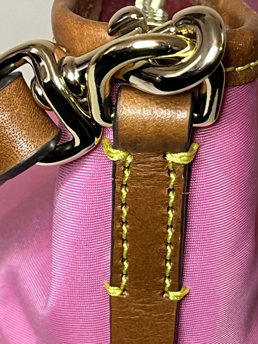 Dooney Bourke Pink Nylon Crossbody Shoulder Bag Brown Leather Trim Duck Logo NWT - Picture 11 of 16